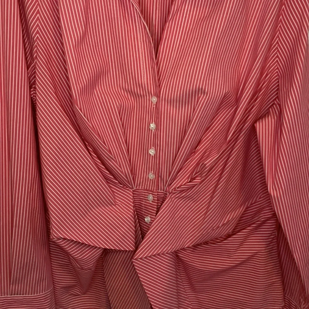 J. PETERMAN WOMENS 1950'S TIE FRONT BLOUSE STRIPED BUTTON DOWN - Picture 4 of 10